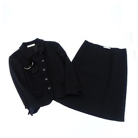 Prada Black Wool Skirt Suit Black