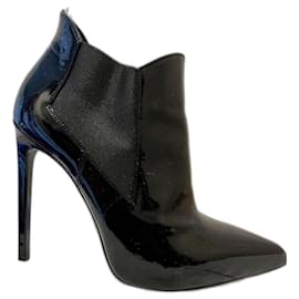Saint Laurent-Janis 105 black patent ankle boots-Black