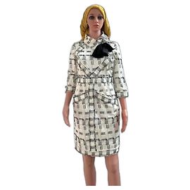 Vestido Chanel preto e branco de seda e algodão Preto Branco
