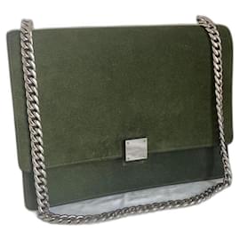 Céline-Limited Edition Suede Case Flap by Phoebe Philo-Dark green