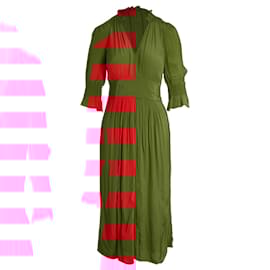 Ba&Sh-Ba&Sh V-Neck Midi Dress in Red Viscose-Red