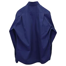 Saint Laurent-Saint Laurent Camisa Clássica de Botão em Algodão Azul Marinho-Azul,Azul marinho