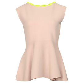 Giambattista Valli Maglia Top Péplum sans Manches en Viscose Rose Rose