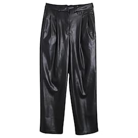 Autre Marque-Pantalones plisados de piel sintética negra de The Frankie Shop-Negro