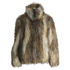 Zadig & Voltaire Thick Turtleneck Coat in Brown Faux Fur Brown