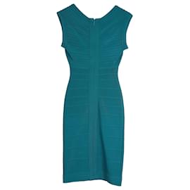 Herve Leger-Herve Leger Bandage-Kleid mit U-Ausschnitt aus blaugrünem Rayon-Andere,Grün