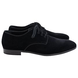 Burberry Oxford stringate derby in velluto nero Nero