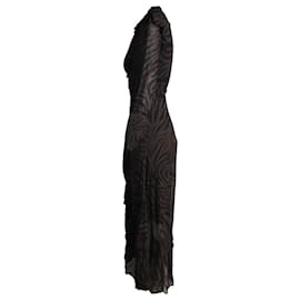 Ba&Sh-Ba&Sh Zebra Print Asymmetric Wrap Dress in Brown Viscose-Brown