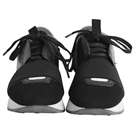 Balenciaga-Balenciaga Race Runner Sneakers in Black Leather and Mesh-Black