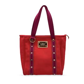 Louis Vuitton-Red Magenta Cabas MM Antigua Tote Bag M40034 handbag-Red