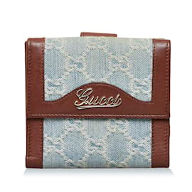 Gucci-Denim & Leather Bifold Wallet 282412-Blue