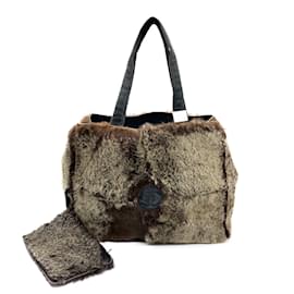 Chanel-Fur Tote Bag-Brown