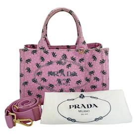 Prada-Canapa-Handtasche mit Elefantenmuster-Pink