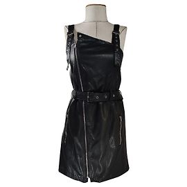 Mangano Black Vegan Leather Dress Black