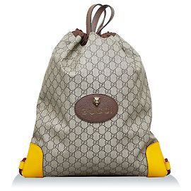 Gucci Brown GG Supreme Neo Vintage Drawstring Backpack Brown Other