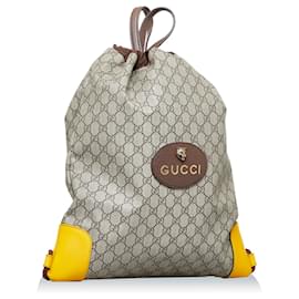 Gucci-Mochila com cordão Gucci Brown GG Supreme Neo Vintage-Marrom,Outro