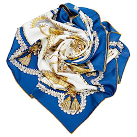 Hermès-Hermes Blue Paperoles Silk Scarf-Blue