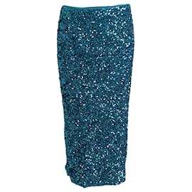 Autre Marque-Rotate Birger Tasha Glitter Midi Skirt in Turquoise Polyester-Other