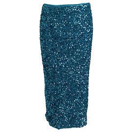 Autre Marque Rotate Birger Tasha Glitzer-Midirock aus türkisfarbenem Polyester Andere