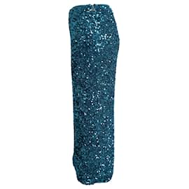 Autre Marque-Rotate Birger Tasha Glitter Midi Skirt in Turquoise Polyester-Other