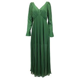 Self portrait Robe plissée à col en V Self-Portrait en polyester vert Vert