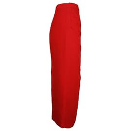Autre Marque-Nº21 High Waist Midi Pencil Skirt in Red Viscose Acetate Blend-Red