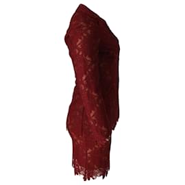 Autre Marque-Ozbek Lace Tailored Blazer and Skirt Set in Burgundy Rayon-Dark red