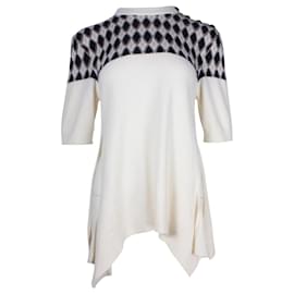 Chloé-Chloe Knitted Pattern Sweater Top en laine mérinos blanche-Blanc