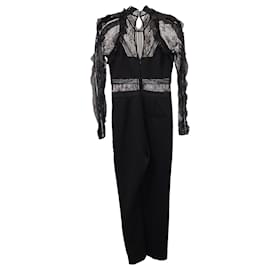 Self portrait-Self-Portrait Lace Top Jumpsuit in Black Polyester-Black