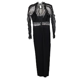 Self portrait-Self-Portrait Lace Top Jumpsuit in Black Polyester-Black