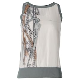 Gucci-Gucci Printed Jersey Top in White Silk-Other