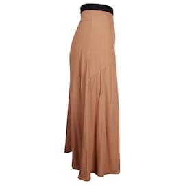 Moncler-Moncler Flared A-Line Midi Skirt in Brown Viscose-Brown