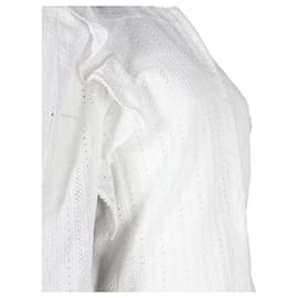 Isabel Marant-Isabel Marant Blusa de algodón blanco con ribete de volantes y bordado inglés-Blanco