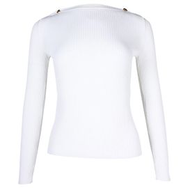 Geripptes Max Mara Odino-Top aus weißer Viskose Weiß