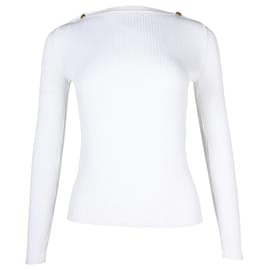 Max Mara-Top de canalé Max Mara Odino en viscosa blanca-Blanco