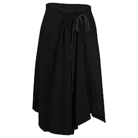 Ann Demeulemeester-Ann Demeulemeester Drawstring Gathered Skirt in Black Wool-Black