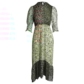 Autre Marque-Rixo Saffron Printed Midi Dress in Multicolor Silk-Other,Python print
