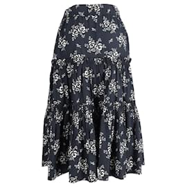 Sea New York-Falda a media pierna con diseño floral a capas en algodón negro Alessia de Sea New York-Otro