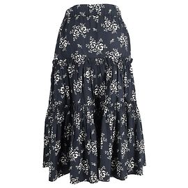 Sea New York – Alessia – gestufter Midirock mit Blumenmuster aus schwarzer Baumwolle Schwarz
