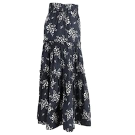 Sea New York-Sea New York Alessia Tiered Floral Midi-skirt In Black Cotton-Other