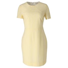 Diane Von Furstenberg-Diane Von Furstenberg Striped Seersucker Sheath Dress in Yellow and White Polyamide-Yellow