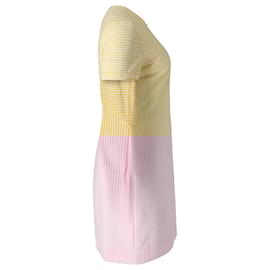 Diane Von Furstenberg-Diane Von Furstenberg Striped Seersucker Sheath Dress in Yellow and White Polyamide-Yellow