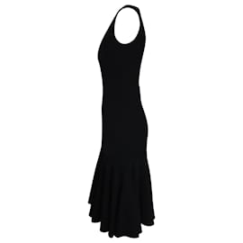 Dolce & Gabbana-Vestido midi con escote cuadrado en lana negra de Dolce & Gabbana-Negro