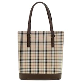 Burberry-BURBERRY Nova Check Tote Bag Nailon Beige Auth am4256-Beige