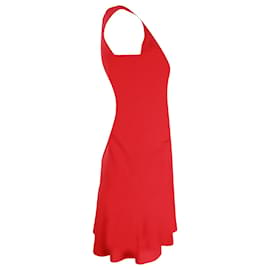 Theory-Theory V-Neck Sleeveless Admiral Crepe Short Dress in Red Triacetate-Red