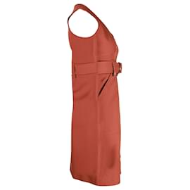 Diane Von Furstenberg-Diane von Furstenberg Zip-Front Belted Dress in Brown Cotton-Brown