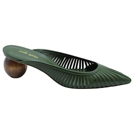 Cult Gaia-Cult Gaia Alia Pointed-Toe Mules Olive Green Leather-Green,Olive green
