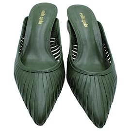 Cult Gaia-Cult Gaia Alia Pointed-Toe Mules Olive Green Leather-Green,Olive green