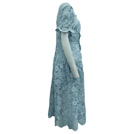 Self portrait-Self-Portrait Guipure Lace Blue Midi Dress in Blue Polyester-Other