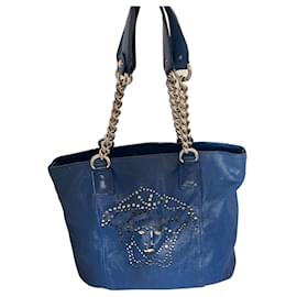 Versace-Versace Vintage-Einkaufstasche mit Medusa-Blau